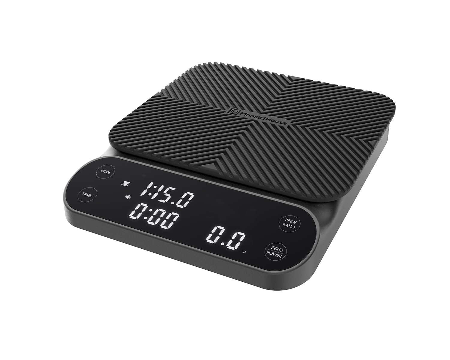 Maestri House S3 Coffee Scale with Timer, 3kg/0.1g Rechargeable Digital Scale, 3 Brew Modes, Adjustable Ratios & Flow Rate Display, Barista-Grade for Pour-Over, Espresso, French Press – Black
