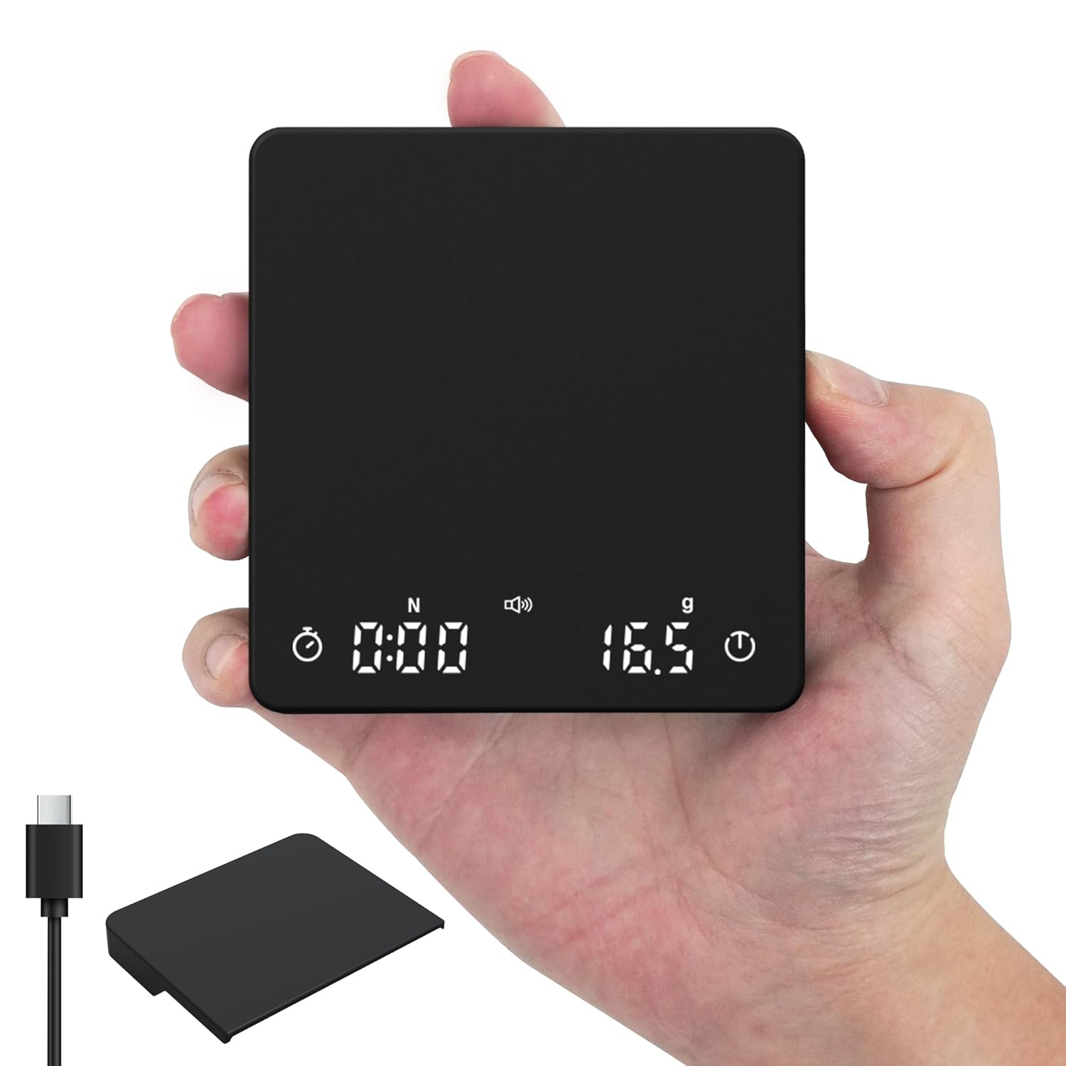 Rechargeable Coffee Scale with Auto Timing,Mini Espresso Scale with Timer, 2kg/0.1g High Precision Scale for Coffee Beans, Black
