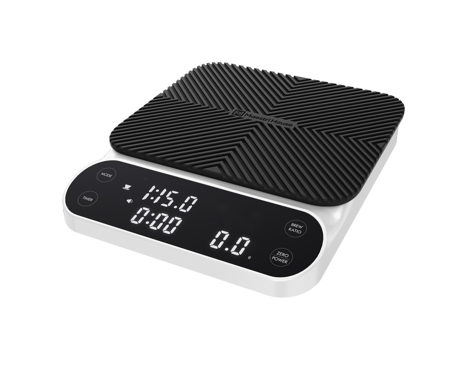 Maestri House S3 Coffee Scale with Timer, 3kg/0.1g Rechargeable Digital Scale, 3 Brew Modes, Adjustable Ratios & Flow Rate Display, Barista-Grade for Pour-Over, Espresso, French Press – Black