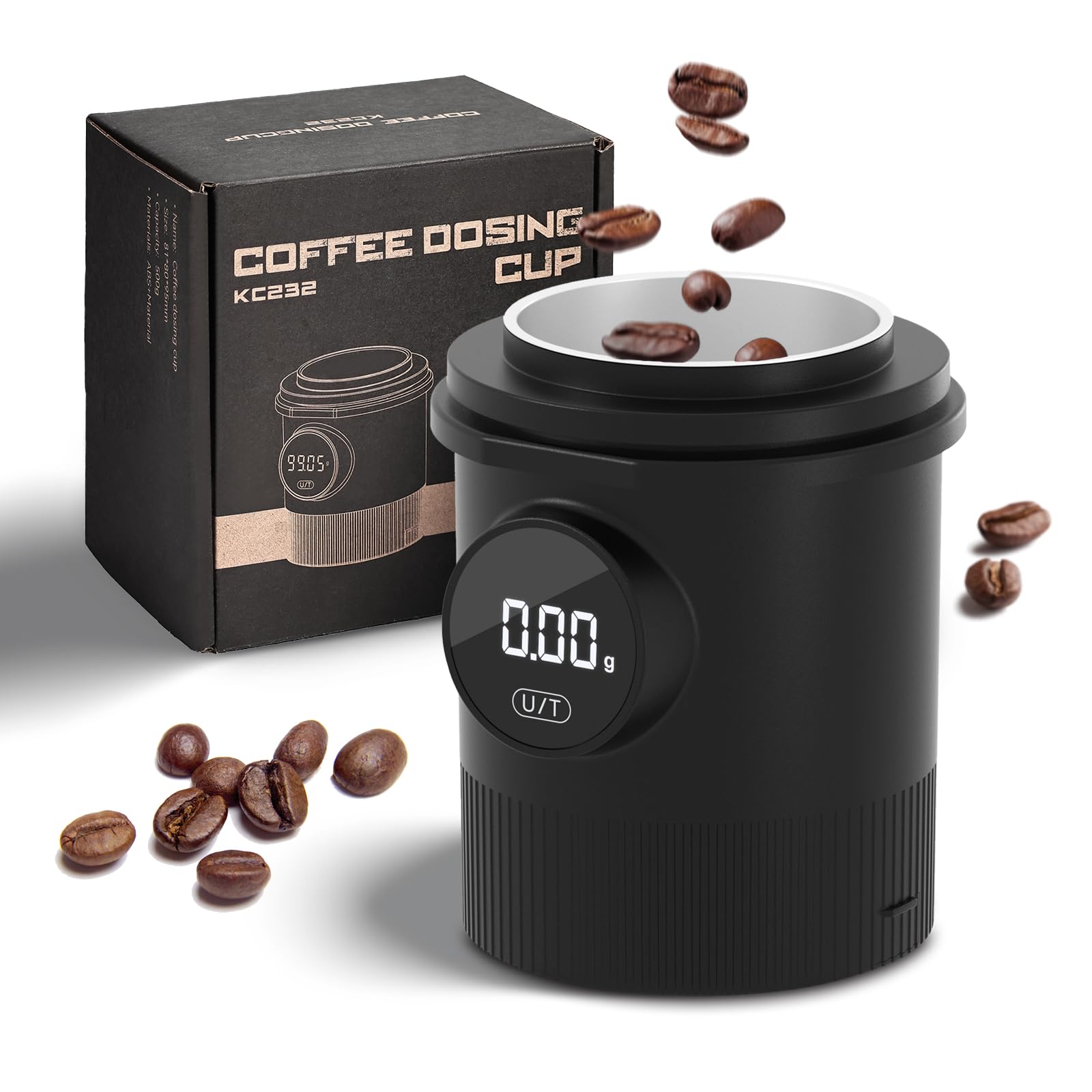 Rechargeable Coffee Scale with Auto Timing,Mini Espresso Scale with Timer, 2kg/0.1g High Precision Scale for Coffee Beans, Black