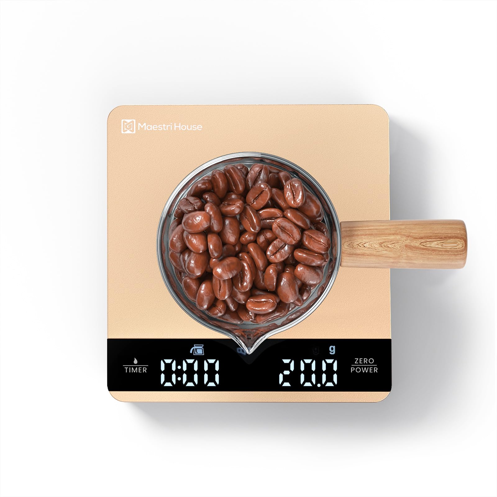 Mini Coffee Scale with Timer, Maestri House Rechargeable Espresso Scale, 2kg/0.1g Accurate Scale for Espresso and Pour-Over Coffee, Portable Digital Kitchen Scale with Automatic Timing-Black